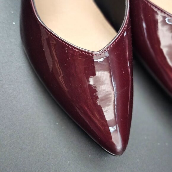Michael Shannon Burgundy Patent Leather Pointed-Toe Block Heels For Women 7.5 - Picture 4 of 11